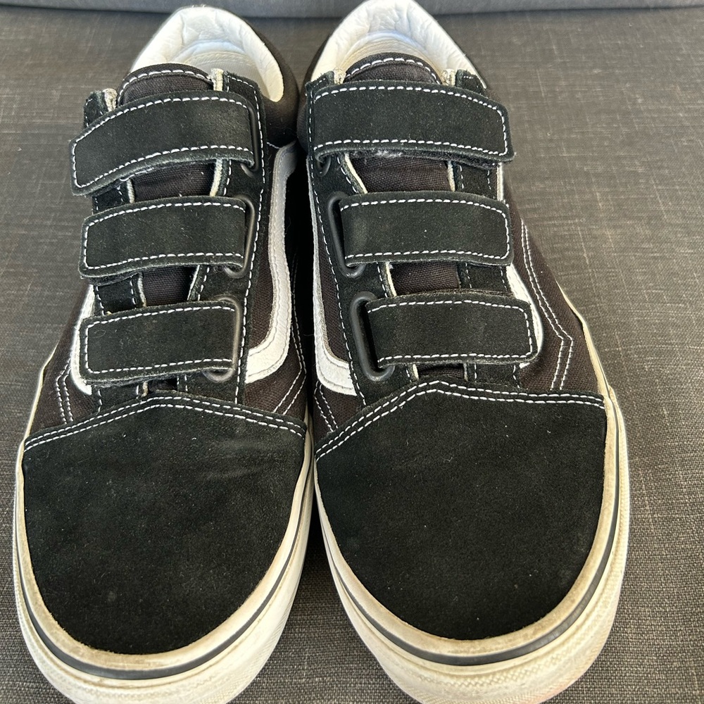 Black and White Velcro Vans